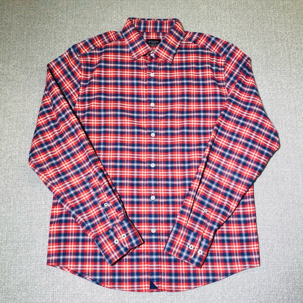UNTUCKit Red and Blue Plaid Casual Button Down Shirt